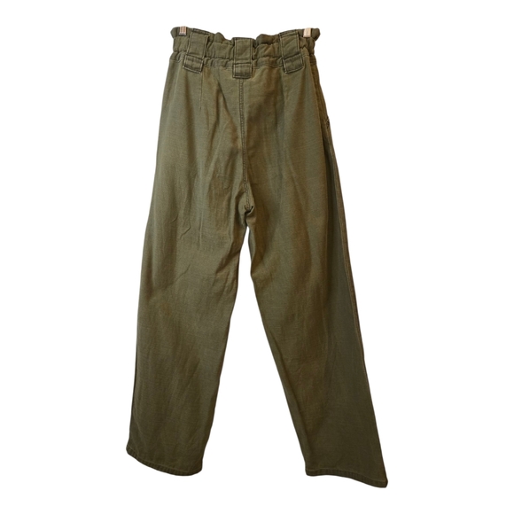 FREE PEOPLE One Way High Waist Cargo Army Olive Pleated Pants Size 2 - Picture 4 of 16